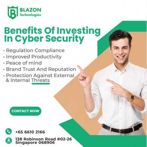 Cybersecurity Compliance Company
Benefits Of Investing In Cyber Security
Regulation Compliance
Improved Productivity
Peace Of Mind
Brand Trust And Reputation
Protection Against External & Internal Threats.
.
? Phone: +65 6610 2166
✉️ Email: info@blazon.com.sg
? Website: https://buff.ly/3musl3A
.
#Cybersecurity #ITSupport #softwaredeveloper #Cybersecuritysingapore #ITSupport #BlazonTech #Singapore #InformationTechnology #Security #Operations #Breaches #Itsecurity #hacking #hack #dataleaked #leakdata #ITServices