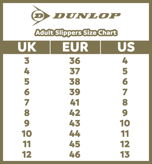 dunlop size chart UK