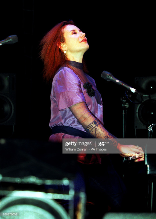 American singer Tori Amos on stage at the Royal Festival Hall in London.   (Photo by William Conran 