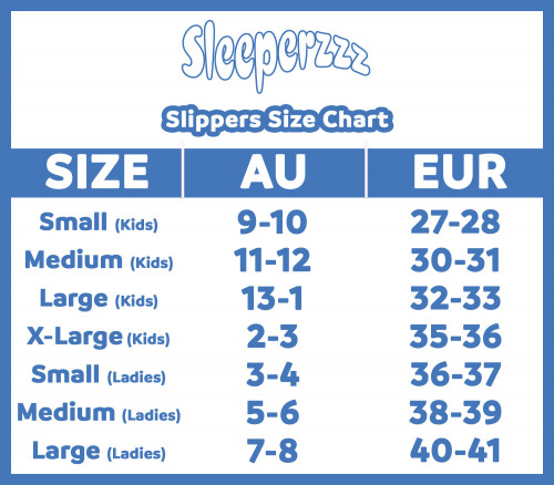 slumberzzz size chart AU